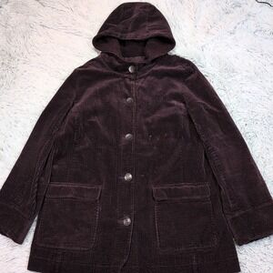 J. Jill Jacket Womens M Purple Hoodie Corduroy Coat Pockets Button Up Comfort